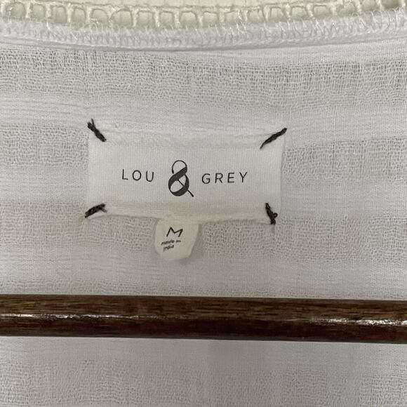 Lou & Grey Gauzy Maxi Dress White Coastal Beachy Resort Vacation Size Medium - Picture 3 of 5